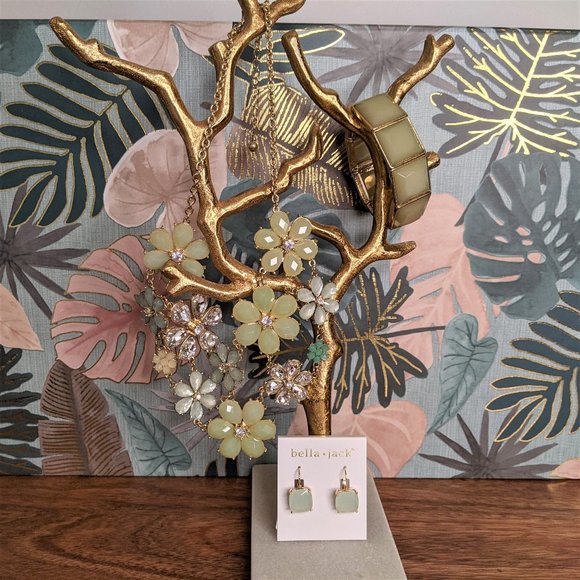 💚 Statement Necklace Bracelet Earring SET - Picture 5 of 16